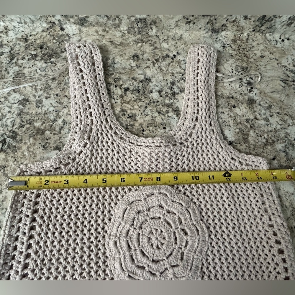 NWT Jessica Simpson Crochet Knit Cream Beige Boho Tank Flower Detail Size XS - Picture 8 of 9
